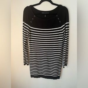 White House Black Market Women's Sweater Dress Size Medium Black/White Stripe